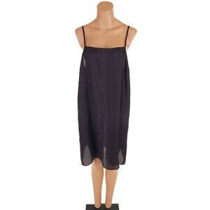 Sacai 36" Midi Satin Slip Size 3 L Black Intimates Dress Japan 22-06237